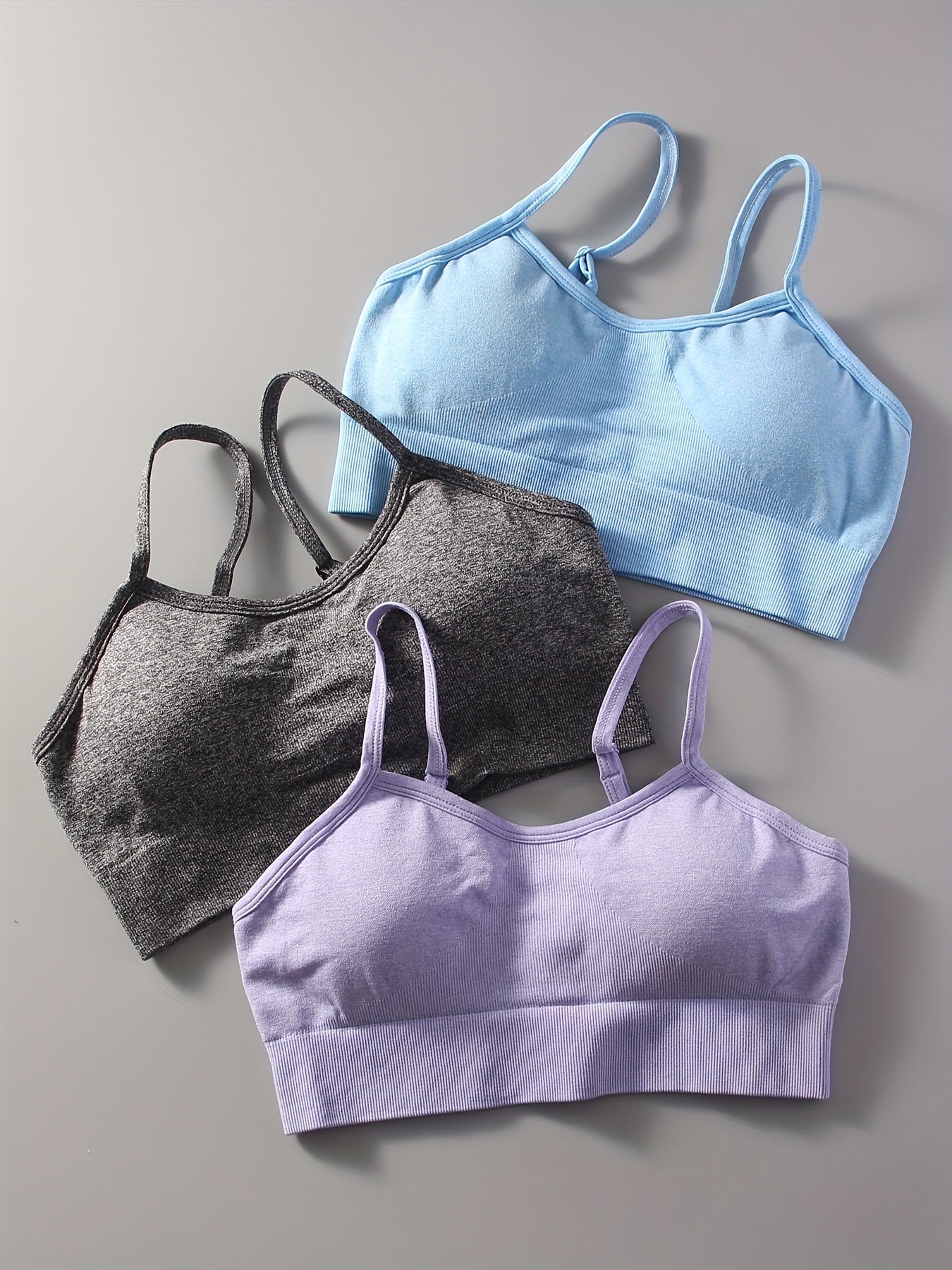 3 Solid Sports Bra Chest Pad Moisture Wicking Yoga Fitness Tank Top