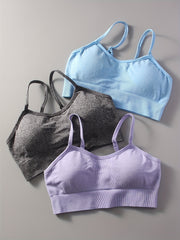 3 Solid Sports Bra Chest Pad Moisture Wicking Yoga Fitness Tank Top