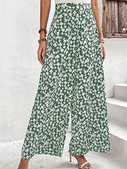 Floral Wide Leg Pants High Waist Casual Women's Clothing
