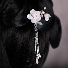Chinese Hairpins Clips Tassel Flower Hair Chignon Wooden Hair Pin
