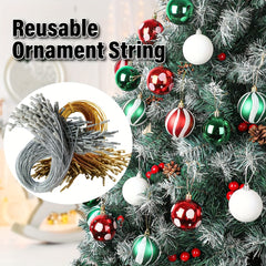 100pcs Christmas Ornament Hangers PreCut Ribbon Hooks with Snap Fastener