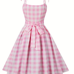 Plus Gingham Tie-Shoulder Cami Dress with Belt