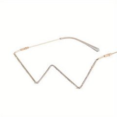 Rhinestone Decor Lensless Glasses W Shaped Frame Photo Prop Eyewear