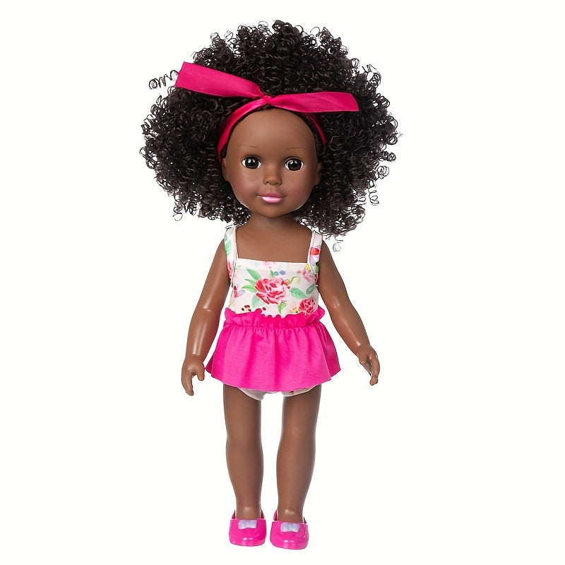 14inch Curly Hair Skin Doll with Clothes, Shoes & Headscarf