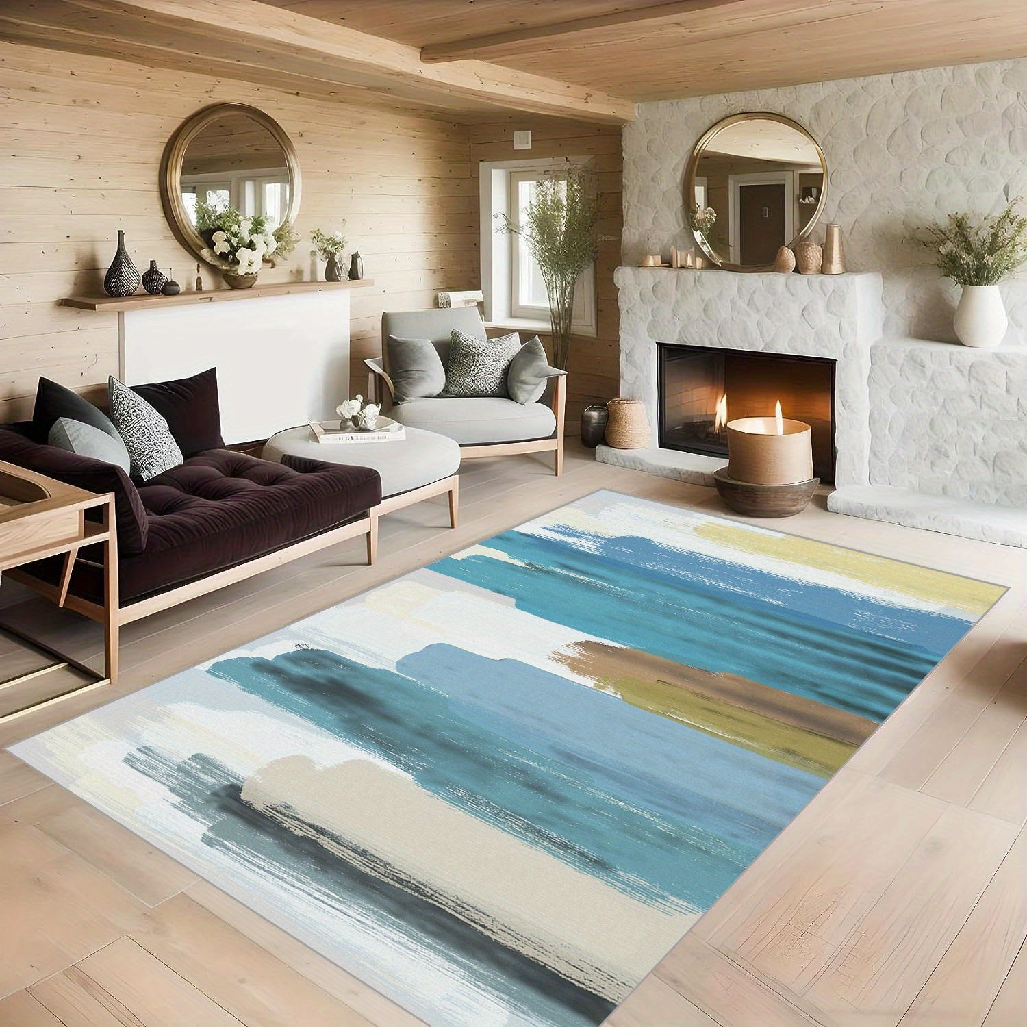 Modren Living Room Area Rugs Soft Plush Geometric Floor Carpet Floor Mat