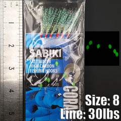 Carbon Steel Sabiki Bait Rigs with Luminous Beads High Saltwater Fishing Hooks