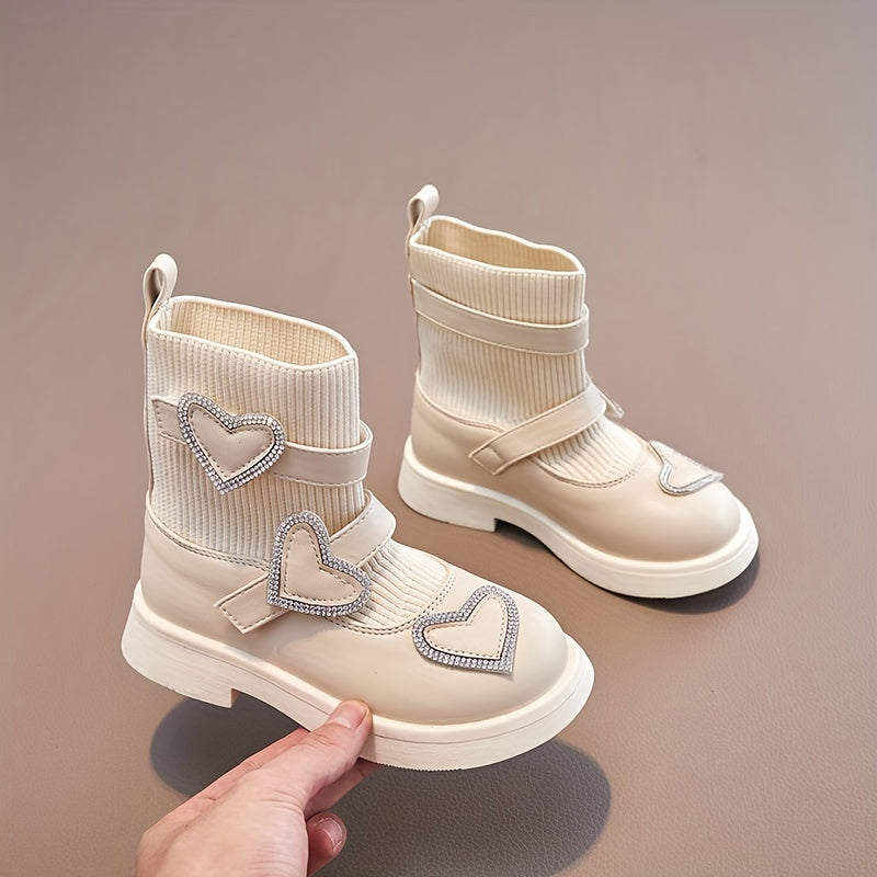 Girls Casual Heart Slip On Boots Non Slip Comfortable Indoor Outdoor Travel