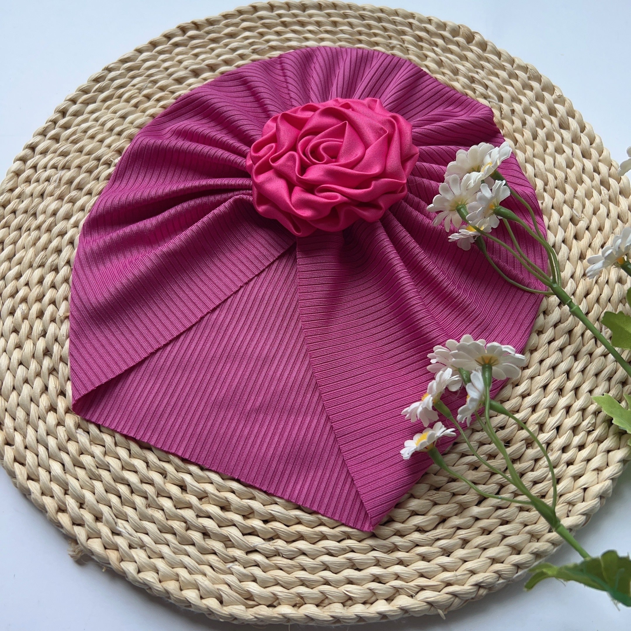 Baby Girls Flowers Decor Cap Soft Hair Wrap Head Accessories