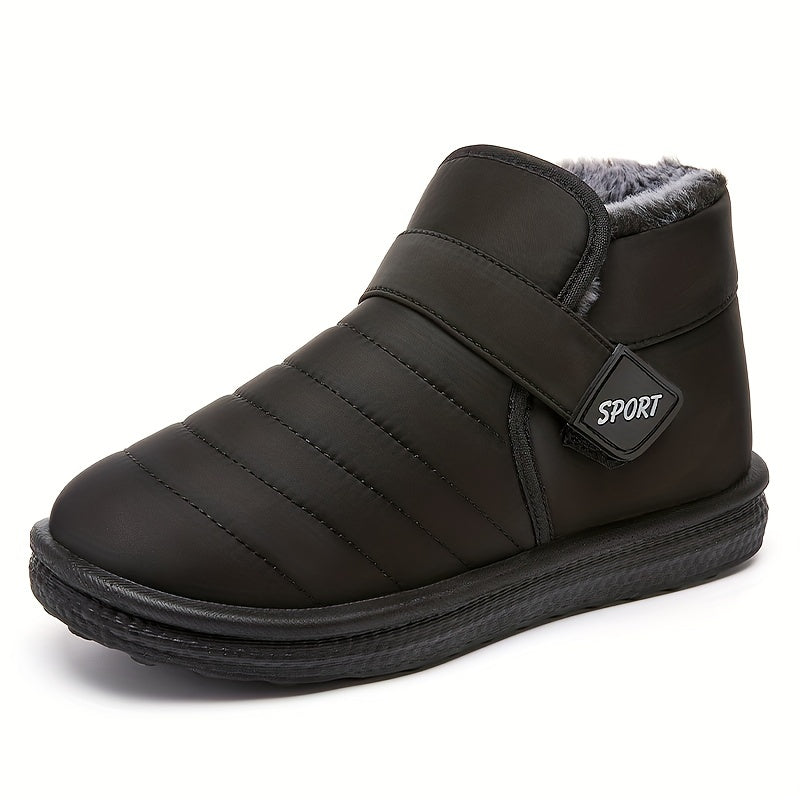 Waterproof Slip On Thermal Snow Boots Plush Lined Round Toe Flat Snow Shoes
