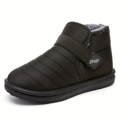 Waterproof Slip On Thermal Snow Boots Plush Lined Round Toe Flat Snow Shoes