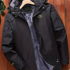 Men's Fleece Zip Up Hooded Jacket Casual Sports Trench Coat