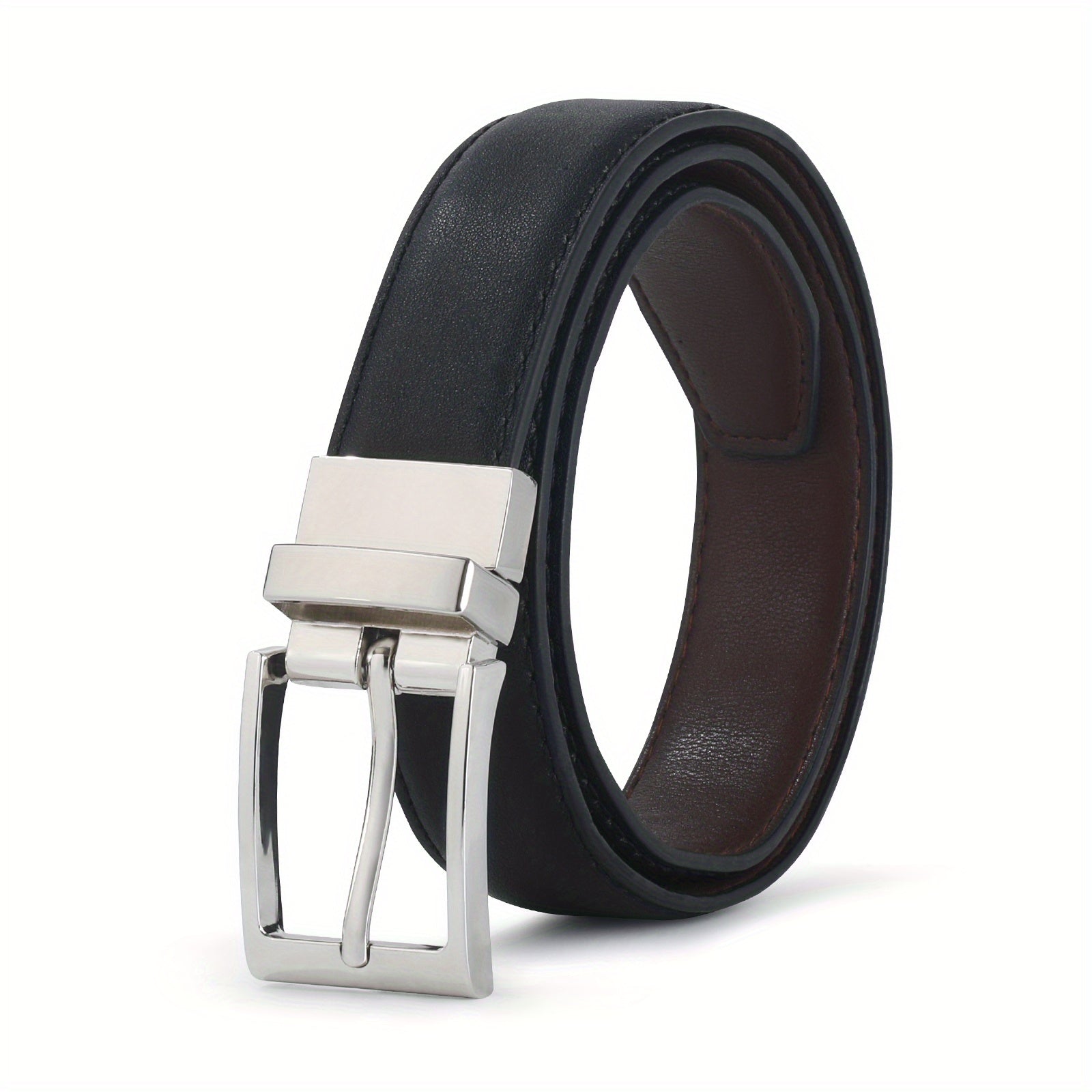 Classic PU Leather Double Sided Adjustable Waist Belt for Boys