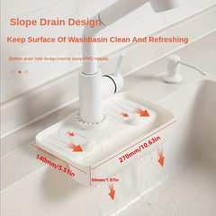 Faucet Splash Proof Drain Rack Sink Water Collecting Pad Non Slip Counter Pad