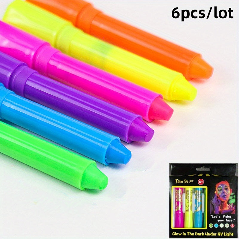 Glow In The Dark Face Paint Set Halloween Party Makeup Non Toxic