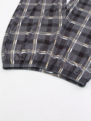 Plaid Lounge Set Short Sleeve Top & Pants Women's Loungewear