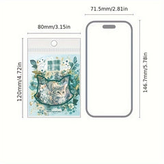 Retro Cat Waterproof Diary Stickers - 20 Sheets