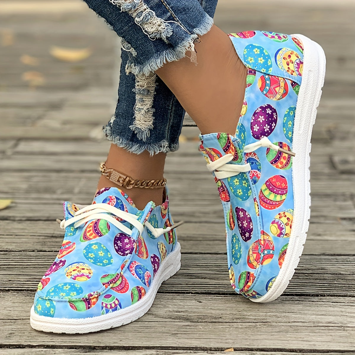 Pattern Flat Skate Shoes Breathable Lightweight Sneakers