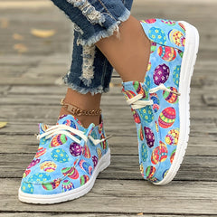 Colorful Pattern Breathable Flat Skate Shoes Lightweight Canvas