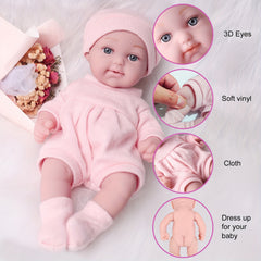 Newborn Baby Doll Soft Vinyl Pure Wool Outfit Bright Pink & Light G