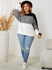 Colorblock Cable Knit Sweater