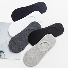 5 Pairs Women's No Show Socks Breathable & Non Slip Solid Boat Socks