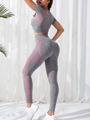 Sports Yoga Set Quick Drying Crop Top & High Waist Leggings