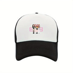 Cartoon Girl Printed Trucker Hat & Mesh Sun Hat