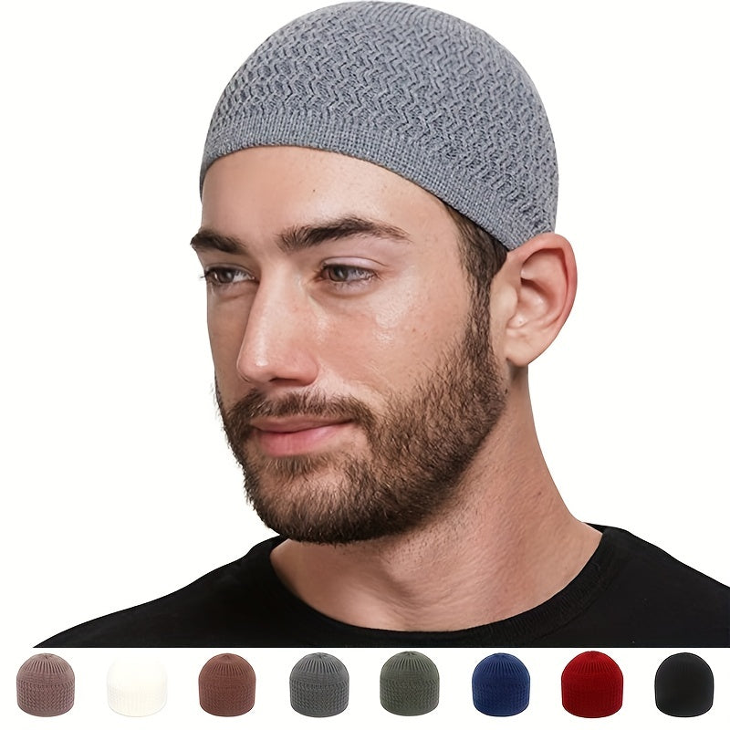 Knit Kufi Cap Stretchy Skull Cap Beanie Hat for Men Women