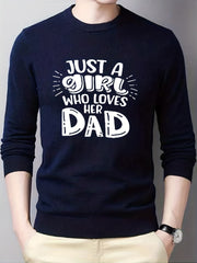 Dad's Girl Knitted Sweater Men's Casual Warm Crew Neck Pullover