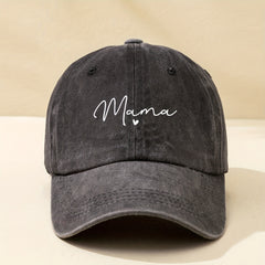 Mama Print Baseball Cap Solid Washed Distressed Dad Hat Casual Sun Hats Women