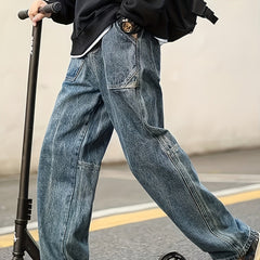 Men's Patchwork Denim Pants for Spring Summer