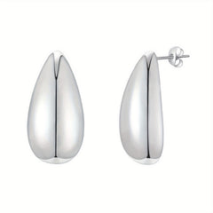 Melon Seed Water Drop Stud Earrings Minimalist Golden Silver Chunky