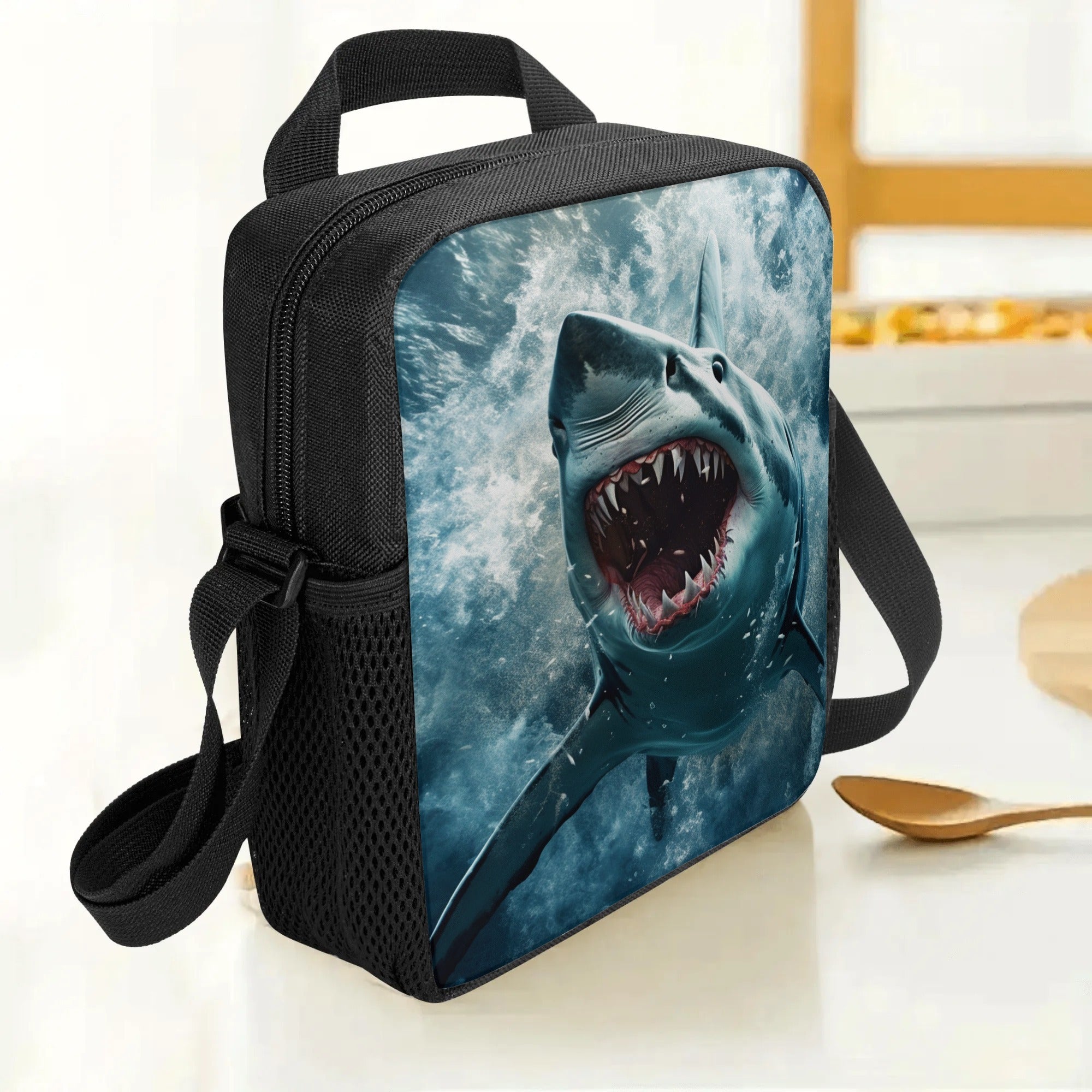 Shark Insulated Lunch Bag Adjustable Strap Thermal Tote for Work Travel