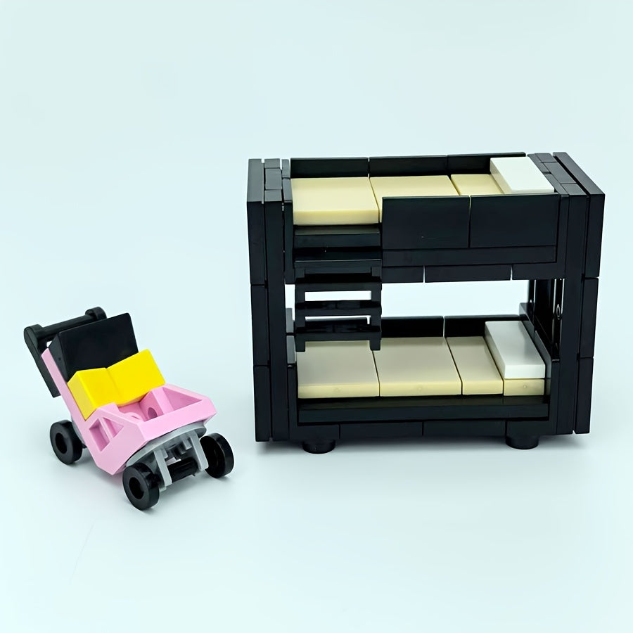 Kids Bunk Bed with Cradle Stroller Building Set