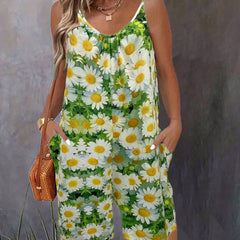 Daisy Spaghetti Strap Jumpsuit Sleeveless Short Length Women's Clothing