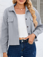 Button Front Suedette Jacket For Office & Work Women's Clothing