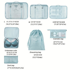8-Piece Travel Cubes Set Lightweight Luggage Storage with Shoe Bag