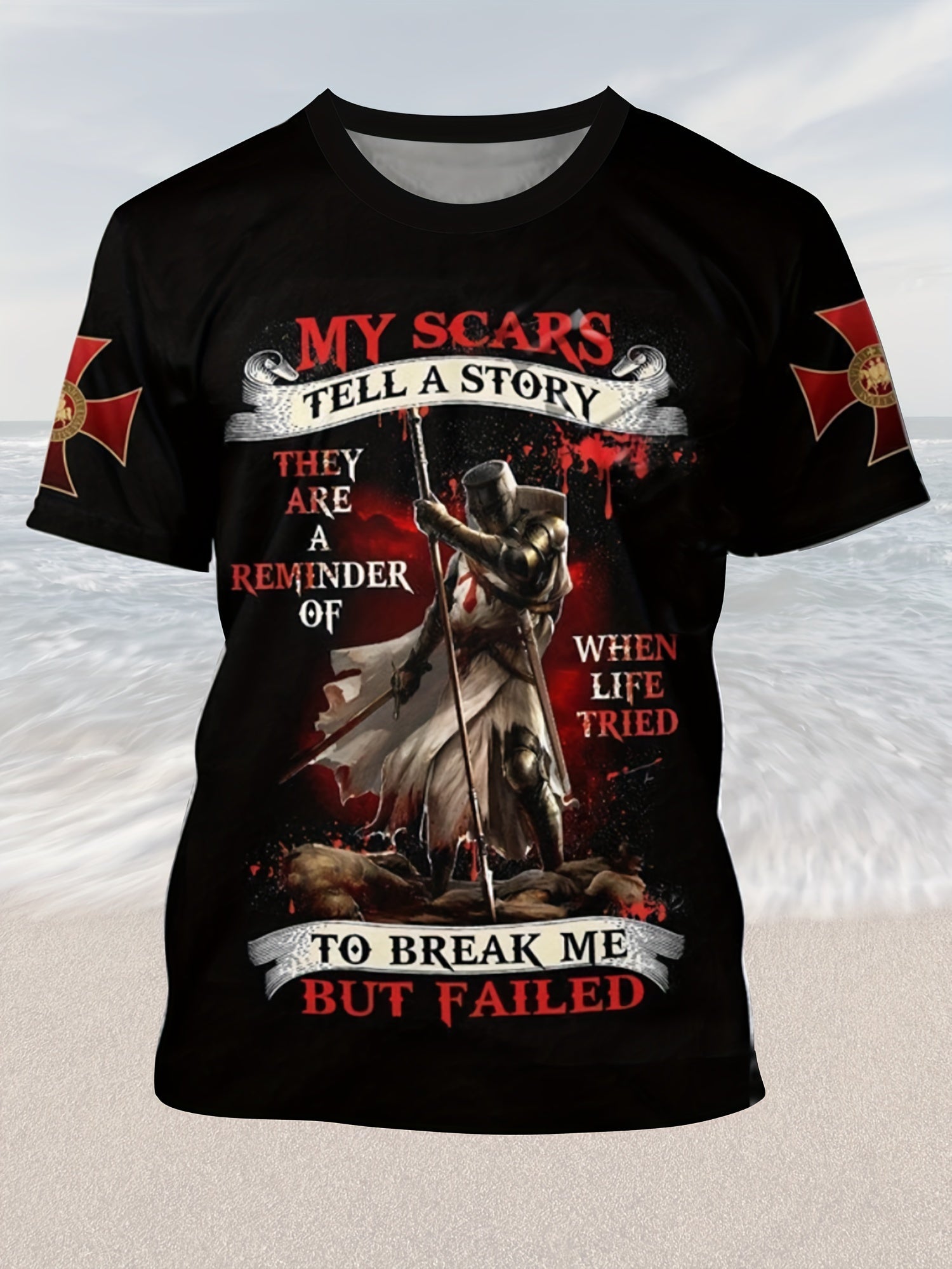 Soldier Pattern Print Men's Short Sleeve Comfy T-Shirt Graphic Tee