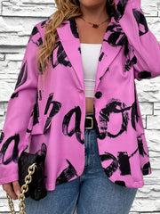 Women's Letter Print Long Sleeve Lapel Blazer