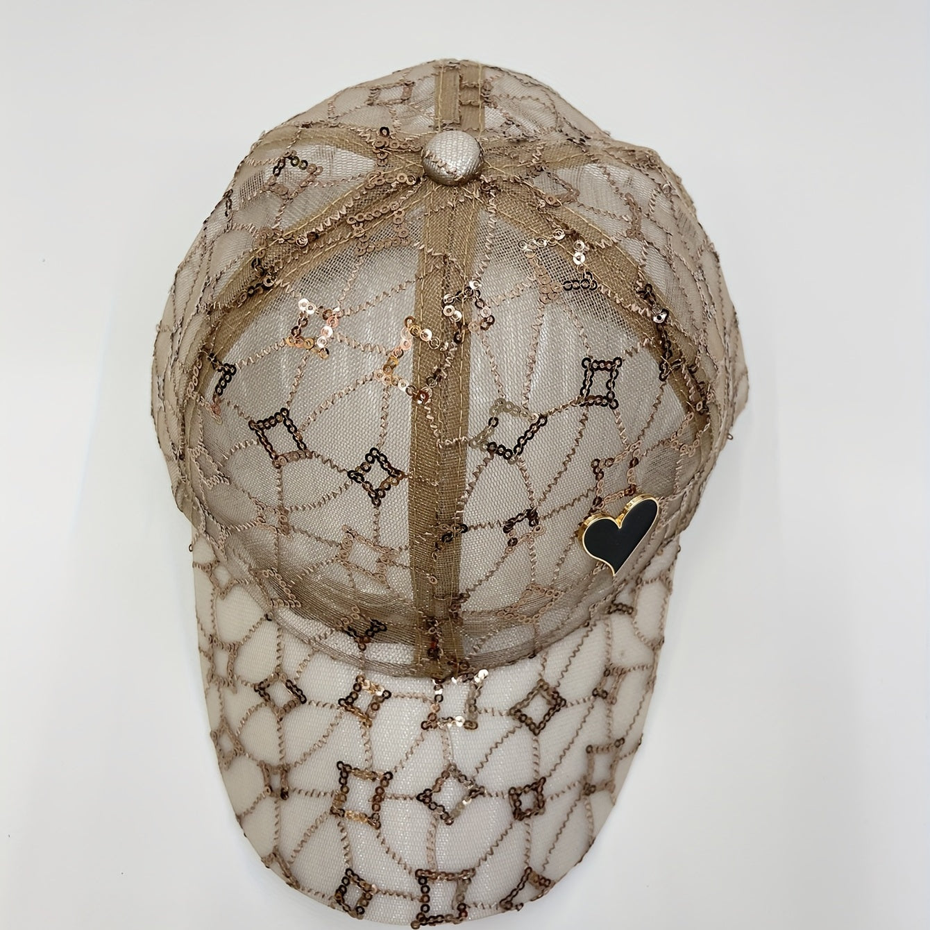 Sequin Embroidery Baseball Cap Solid Mesh Breathable Dad Hat Adjustable