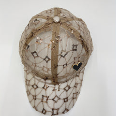 Sequin Embroidery Baseball Cap Solid Mesh Breathable Dad Hat Adjustable
