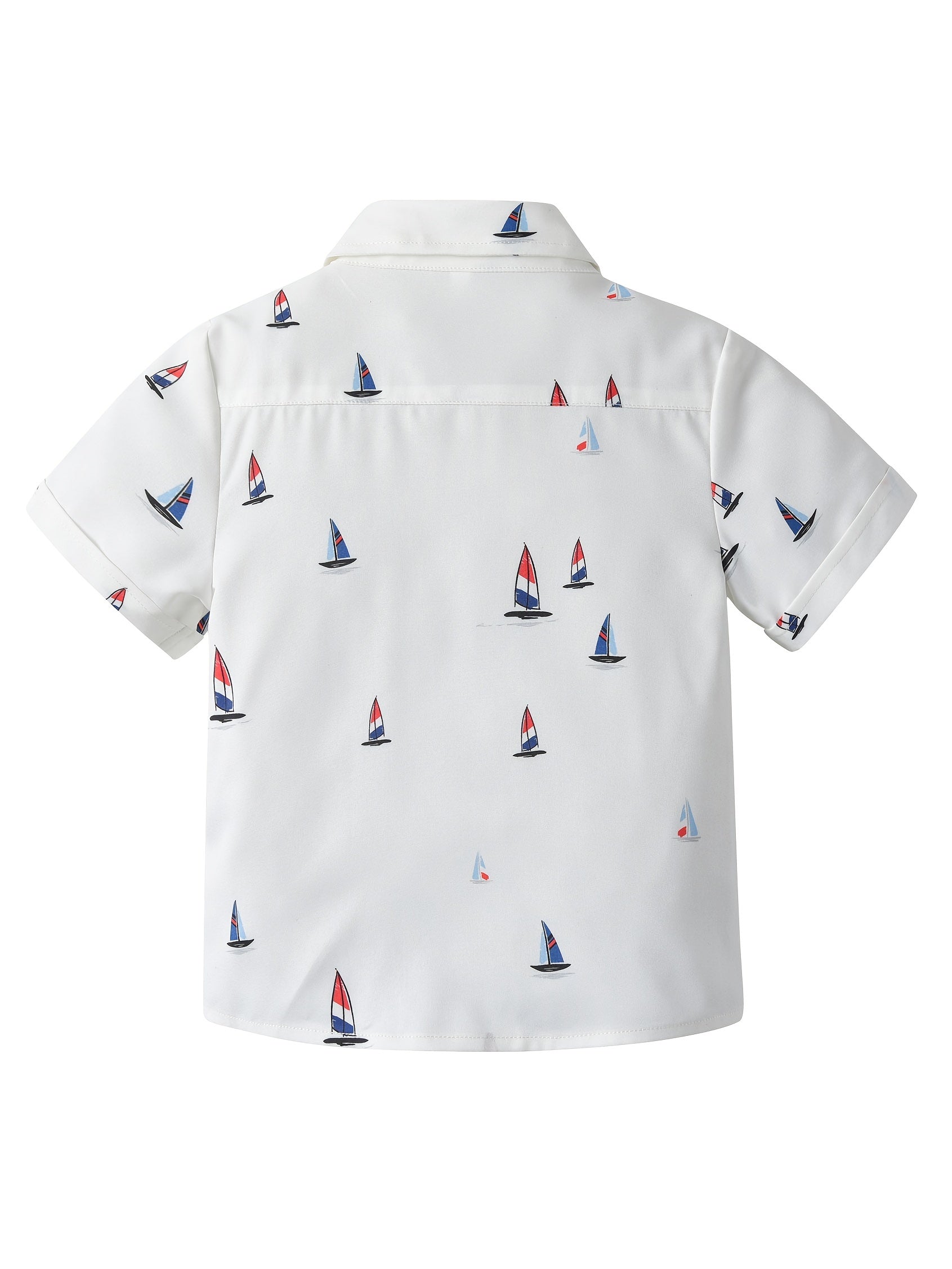 Boys Boat Print Lapel Shirt for Summer