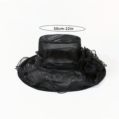 Wide Brim Organza Sun Hats Candy Mesh Breathable Bucket Hat Lightweight