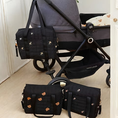 Portable Diaper Organizer Embroidered Parent Bag with Pockets & Hooks