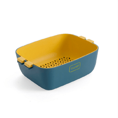 2-in-1 Kitchen Colander Strainer & Bowl Set Stackable Double Layered Colander