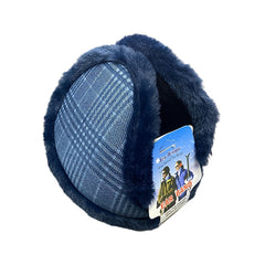 Men's Plaid Winter Cycling Ear Warmers Brown & Gray Checkered Pattern