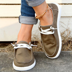 Coffee Boat Shoes Platform Lace Up Casual Walking Shoes Women