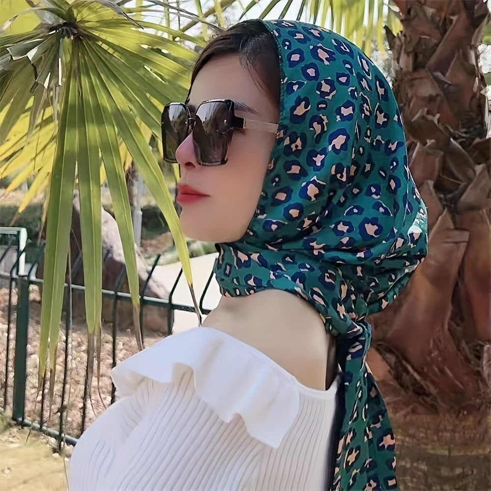 Leopard Print Lace Up Head Scarf Head Wrap Turban Bandana for Women