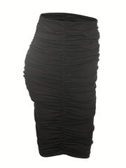 Solid Slim Ruched Mini Skirt Casual Every Skirt