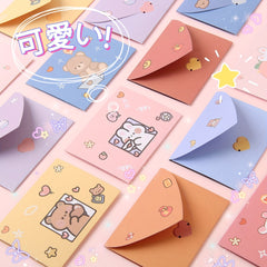 10pcs Cartoon Greeting Card Envelope DIY Message Small Card Birthday Postcard